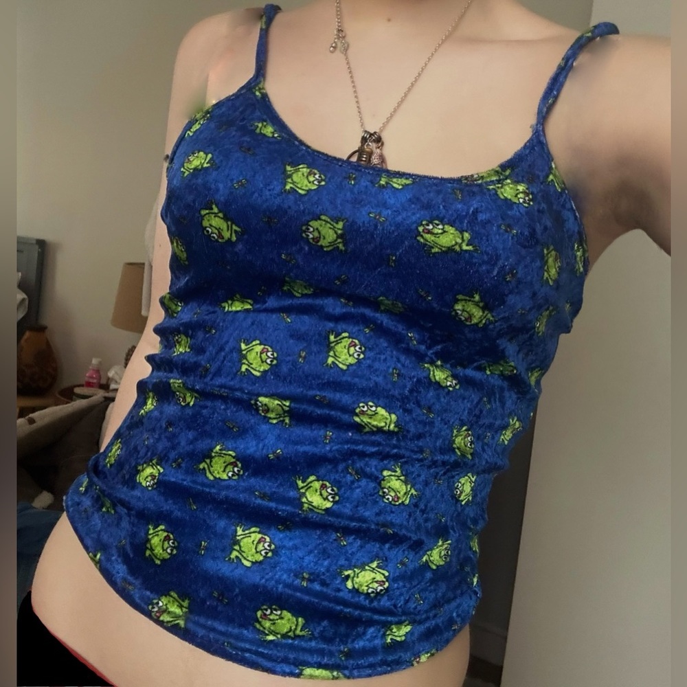 dark blue frog tank top